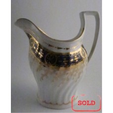 SOLD Chamberlains Worcester Jug with Oval Shanked and Waisted body, Blue and Gilt Decoration, Pattern no. 60, c1795-1800 SOLD 